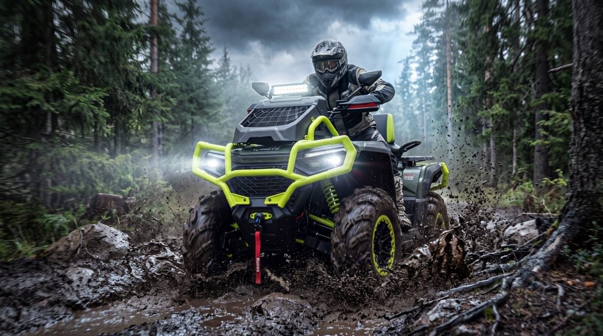 UPMOTO TCROSSER ATV riding through Nordic forest mud